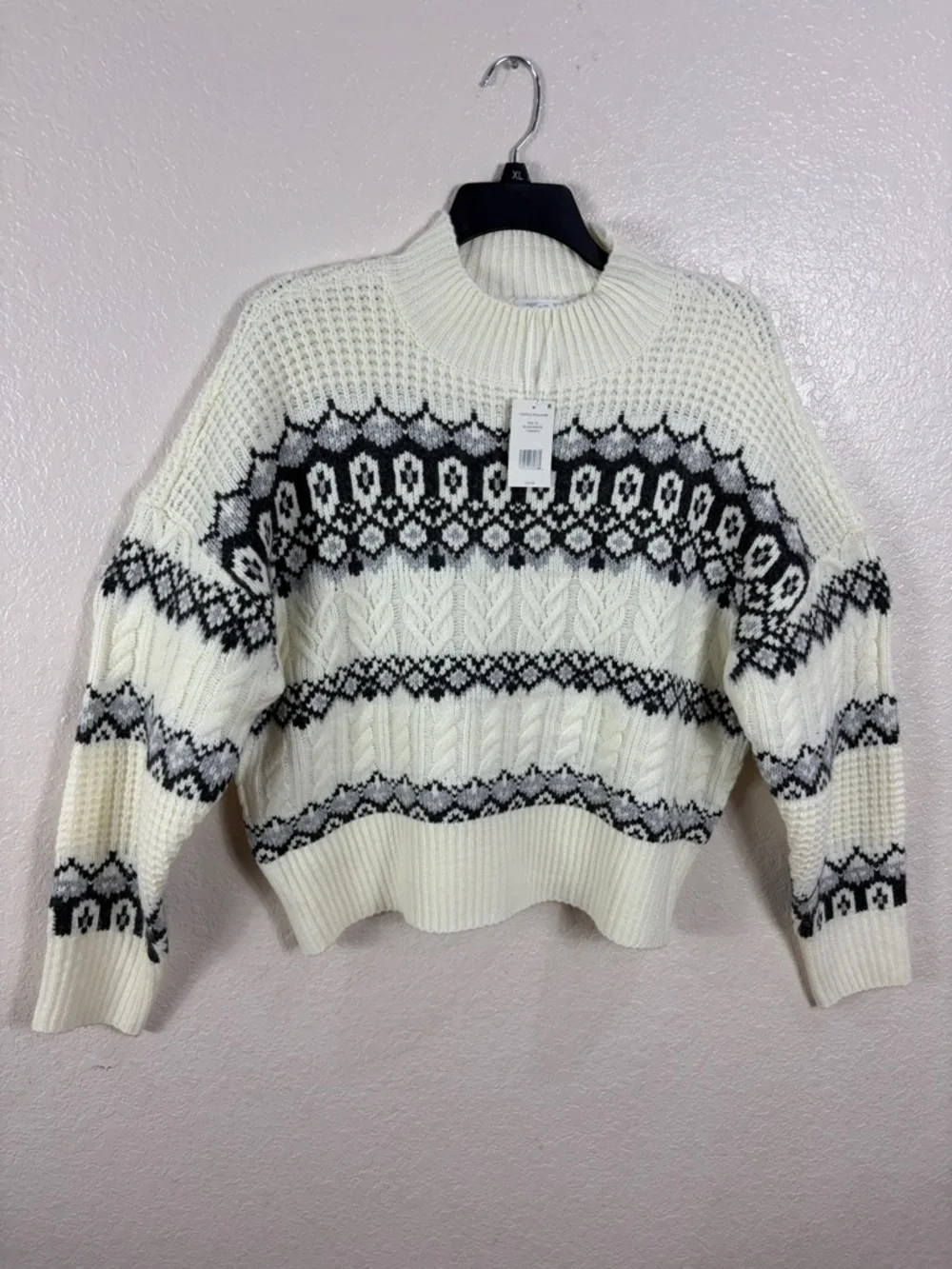 Adyson Parker,Size XL,Women’s Cream Nordic Cable Knit Sweater - Picture 6 of 14